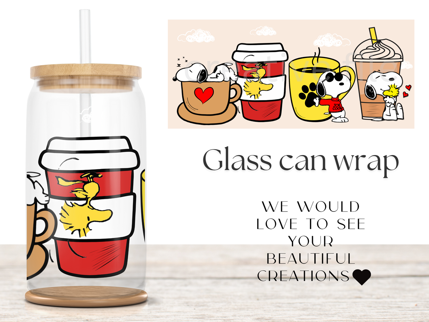Cartoon Puppy Iced Coffee Cup Wrap design
