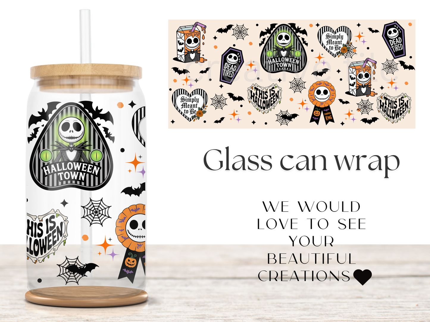 This is Halloween Glass Can Wrap PNG, Halloween Skeleton Cup Wrap, Gothic Libbey PNG
