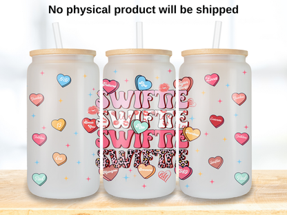 Girlie Style Candy Hearts 16oz Cup Wrap PNG, Pop Music Can design