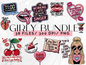 Girly Quote PNG Clipart Bundle, Sassy Pink Pop Culture Sticker Graphics