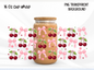 Cherry Bow 16oz Glass Can Wrap PNG, Pink Coquette Cherry Cup Wrap, Simple Girly Libbey Design