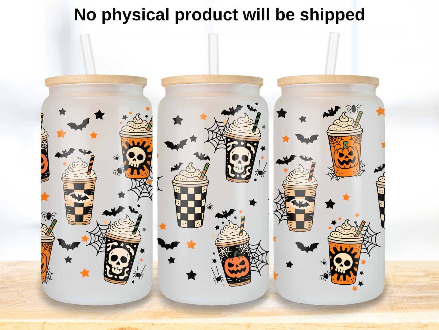 Halloween Coffee Can Wrap PNG, Spooky Latte Cup Wrap