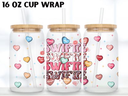 Girlie Style Candy Hearts 16oz Cup Wrap PNG, Pop Music Can design