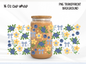 Blueberry Floral 16oz Glass Can Wrap PNG, Blue Bow Berry Cup Wrap, Summer Libbey Design