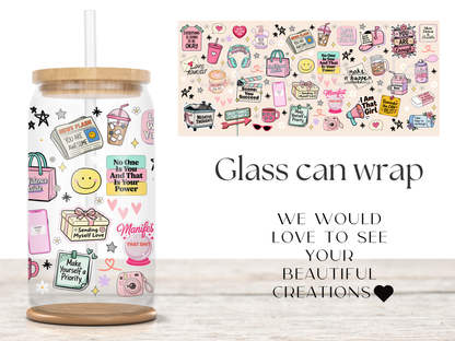 Self Love Can Glass Wrap PNG, Motivational affirmation design