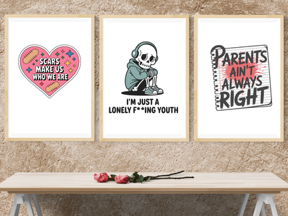 Alt Punk Quote PNG Clipart Bundle, Edgy Music Sticker Graphics