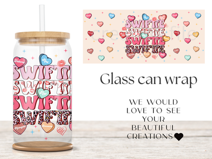 Girlie Style Candy Hearts 16oz Cup Wrap PNG, Pop Music Can design