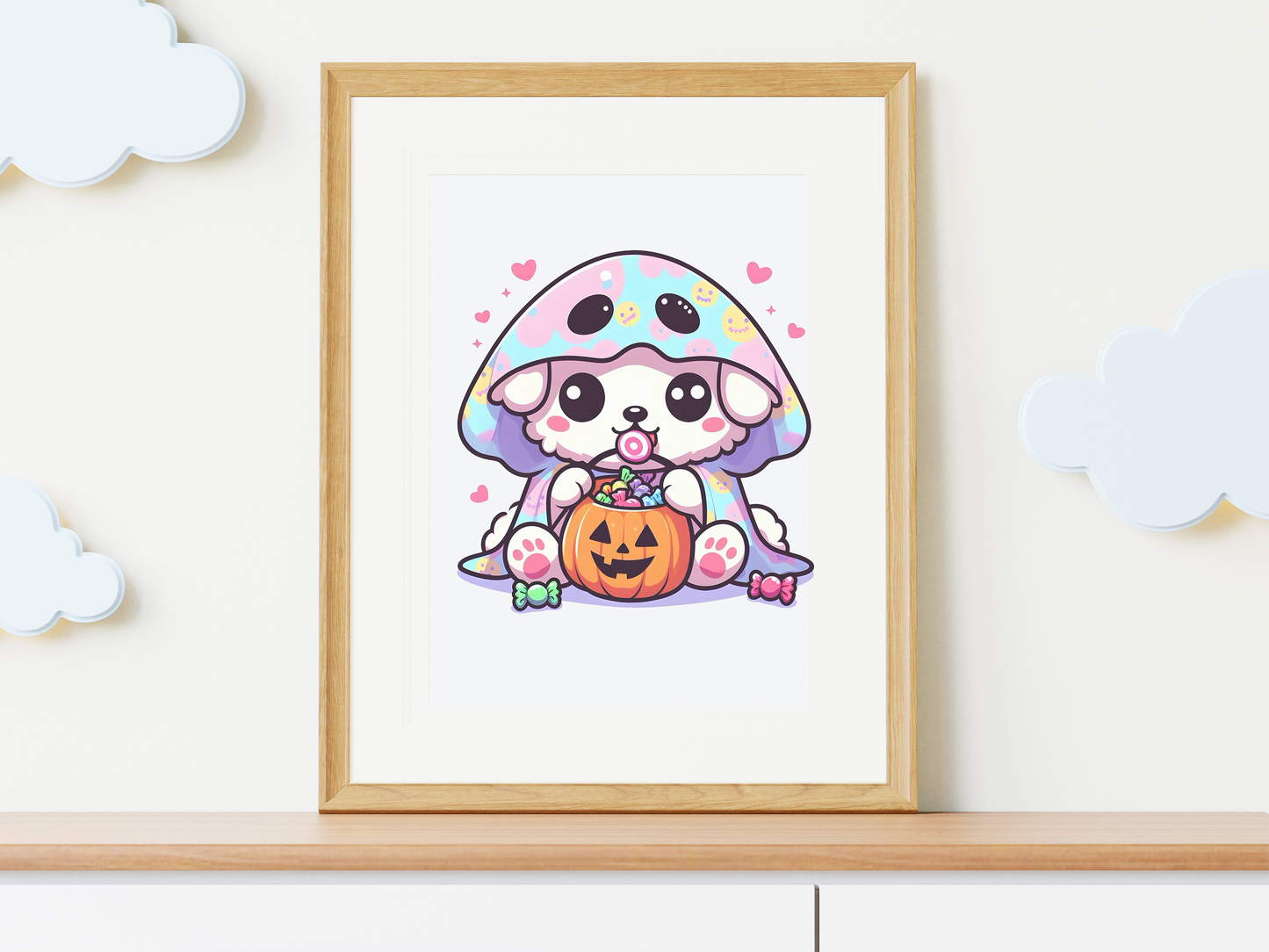 Cute Halloween Characters PNG Bundle, Kawaii Spooky Clipart Graphics
