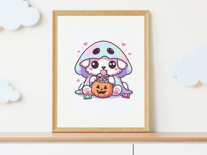 Cute Halloween Characters PNG Bundle, Kawaii Spooky Clipart Graphics