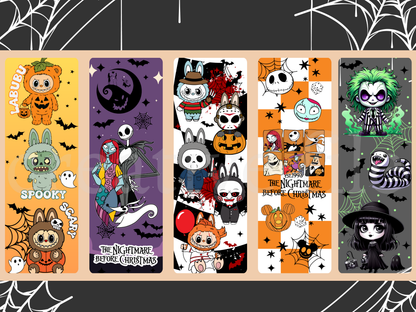 Printable Halloween Bookmarks Bundle, Cute Horror Bookmark Set