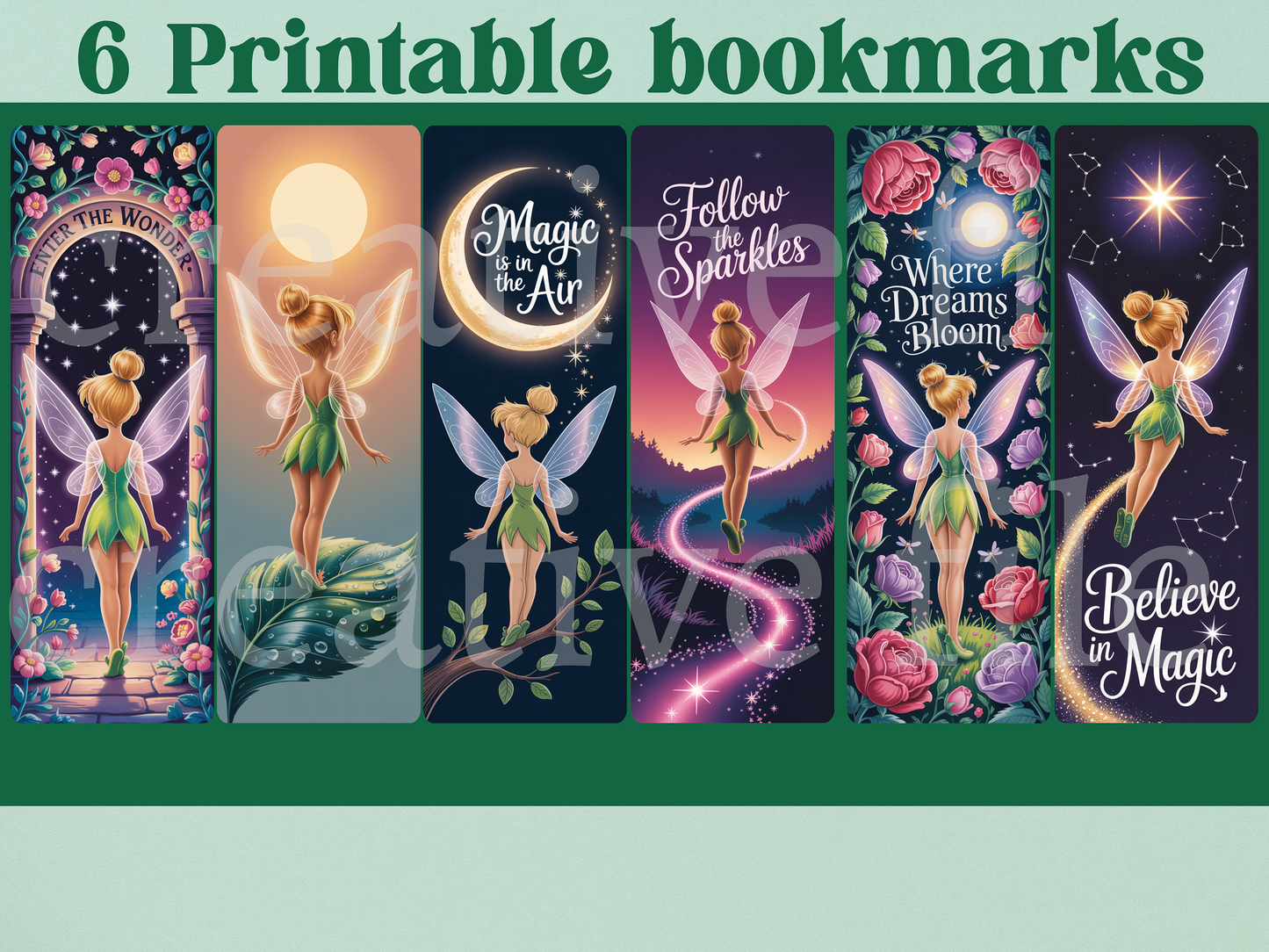 Printable Fairy Bookmarks Bundle, Magical Fantasy Bookmark Set