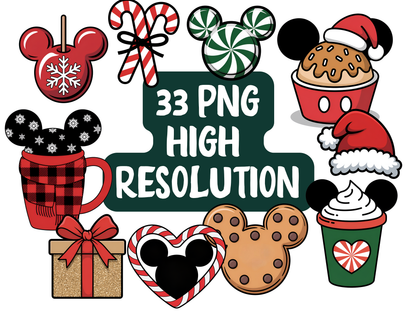 Christmas PNG Clipart Bundle, Holiday Movie Night & Cozy Winter Graphics