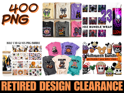 Halloween Mega PNG Bundle, 400 Retired Designs, Horror Clipart, Can Glass, Mug & Tumbler Wraps, T-Shirt PNG, 300 DPI