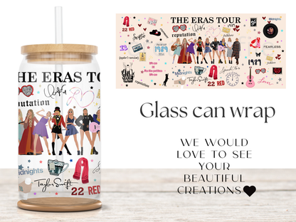Pop Concert Eras Glass Can Wrap design, Music Era CharacterPNG Wrap, Fan Girl Libbey PNG
