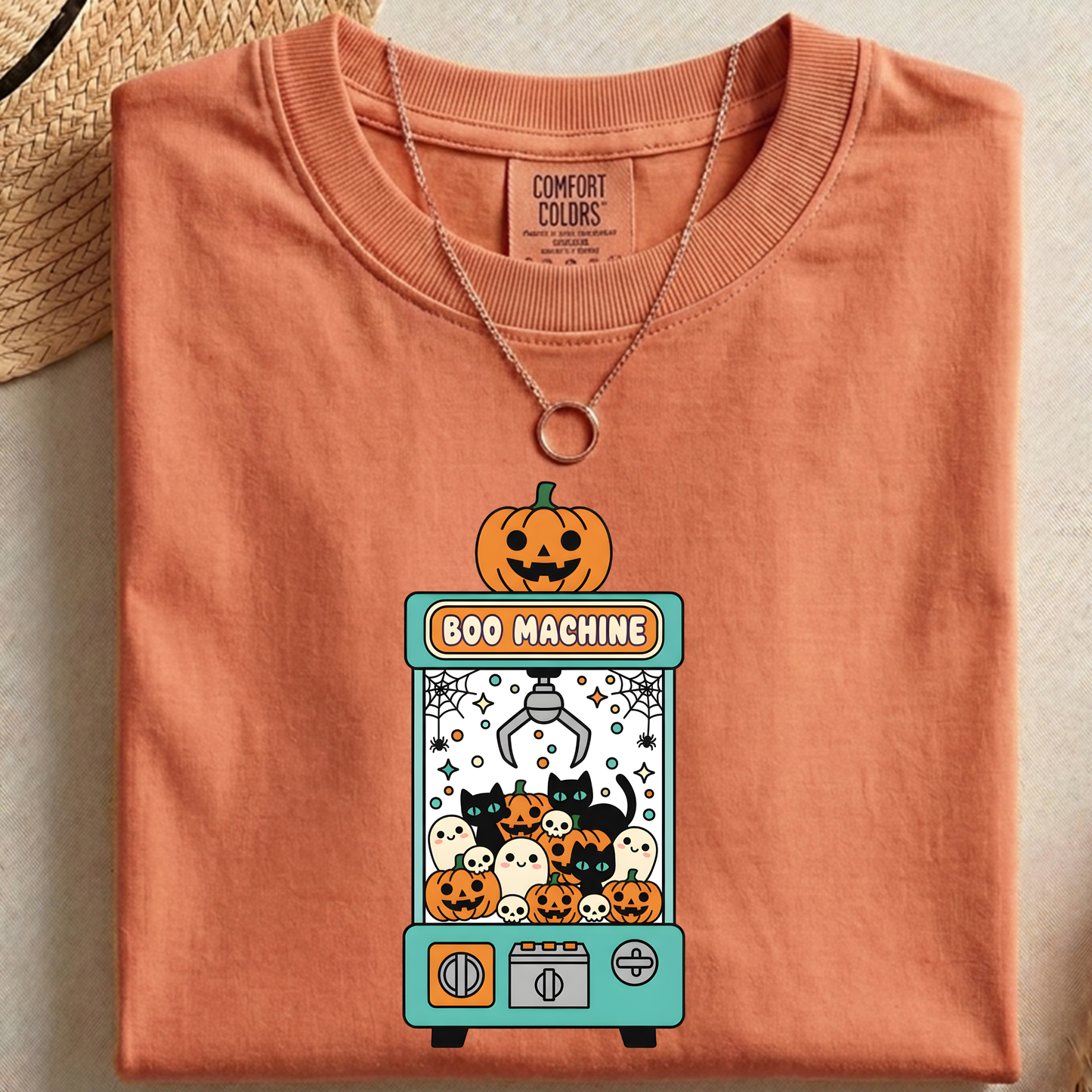Boo Machine PNG, Halloween Claw Machine T-Shirt Design, Cute Spooky Sublimation Graphic