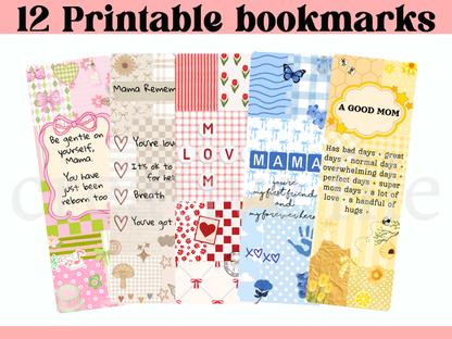 12 Printable Mom Bookmarks Bundle, Motherhood Affirmation Bookmark Set
