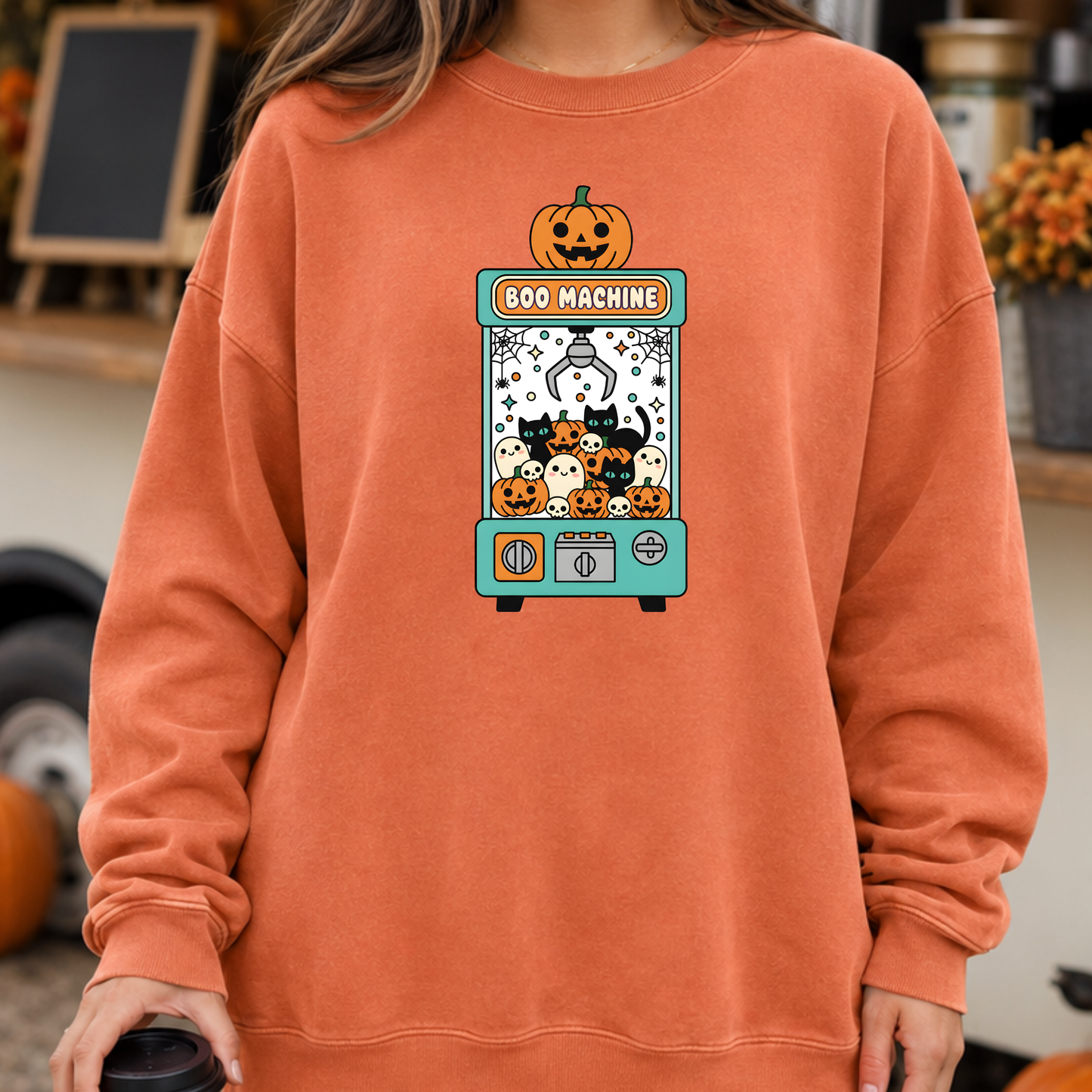 Boo Machine PNG, Halloween Claw Machine T-Shirt Design, Cute Spooky Sublimation Graphic