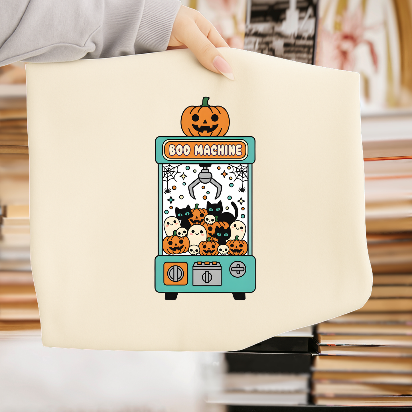 Boo Machine PNG, Halloween Claw Machine T-Shirt Design, Cute Spooky Sublimation Graphic