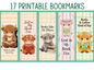 17 Printable Highland Cow Bookmarks Bundle, Cute Reading Cow Bookmark Set