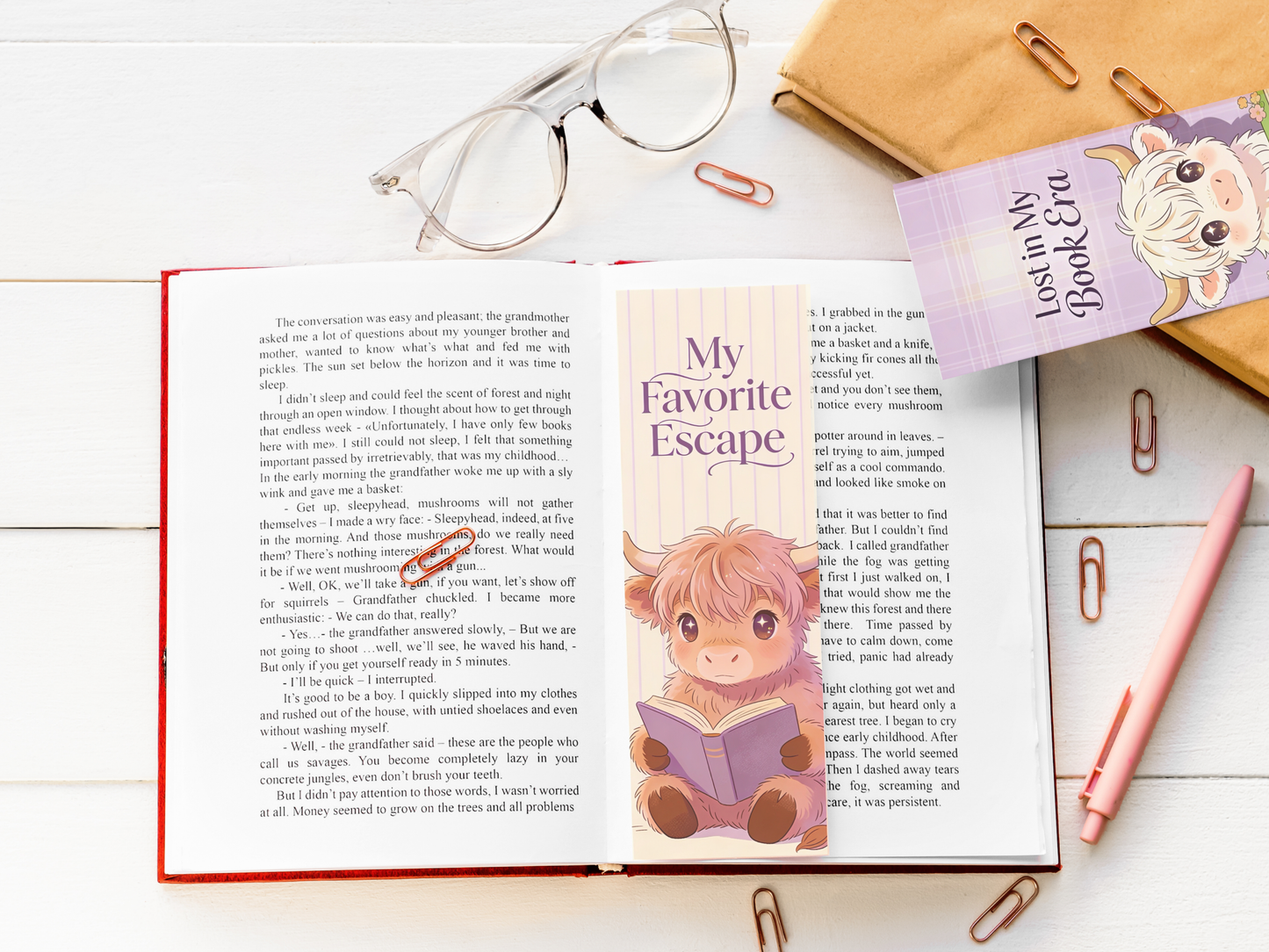 17 Printable Highland Cow Bookmarks Bundle, Cute Reading Cow Bookmark Set