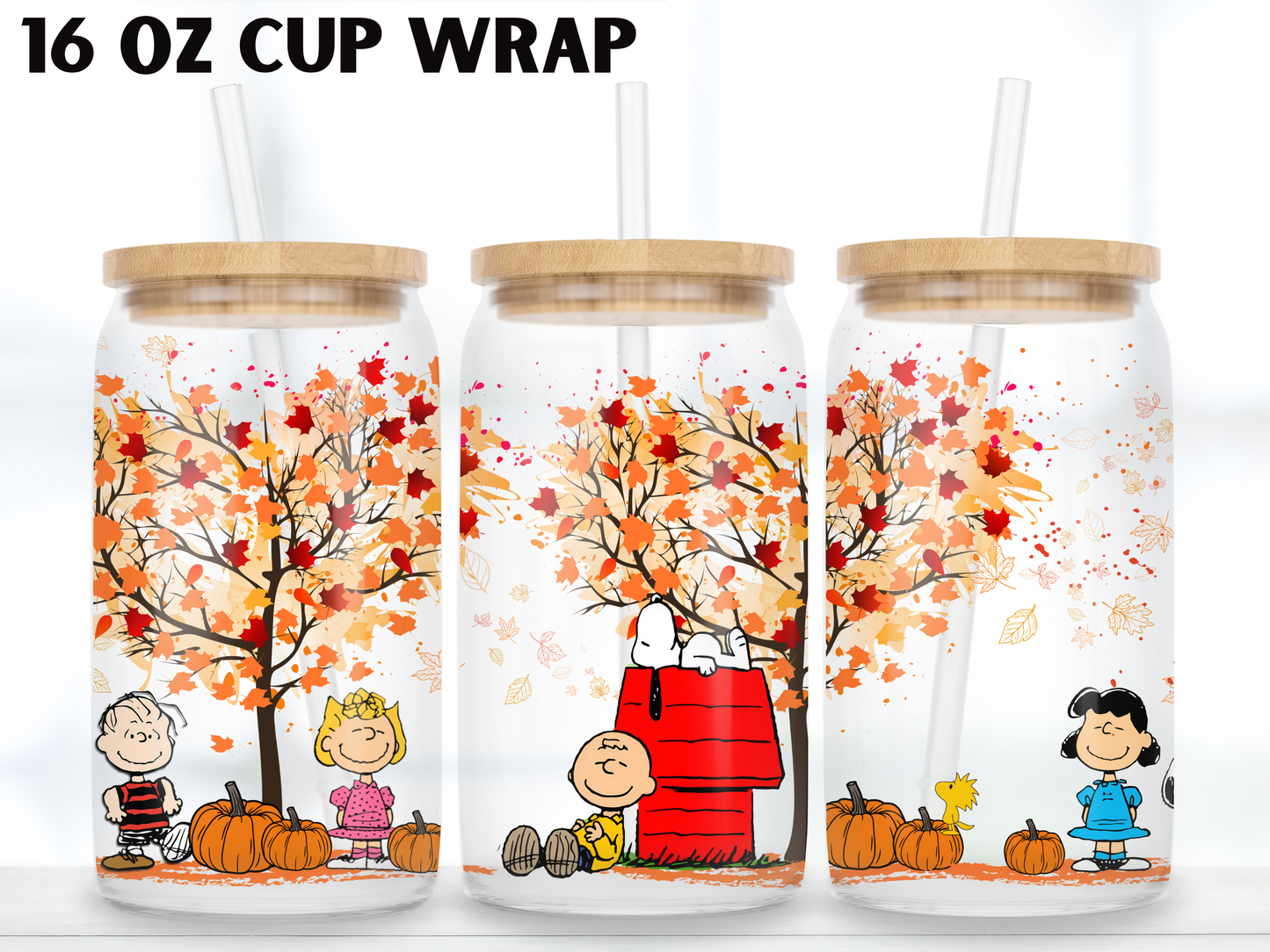 Fall Puppy Pumpkin Patch 16oz Glass Can Wrap PNG, Autumn Dog Cup Wrap, Cozy Libbey Design