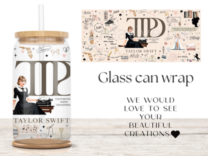 Poetic Pop Album Glass Can Wrap PNG, Typewriter Music Lover