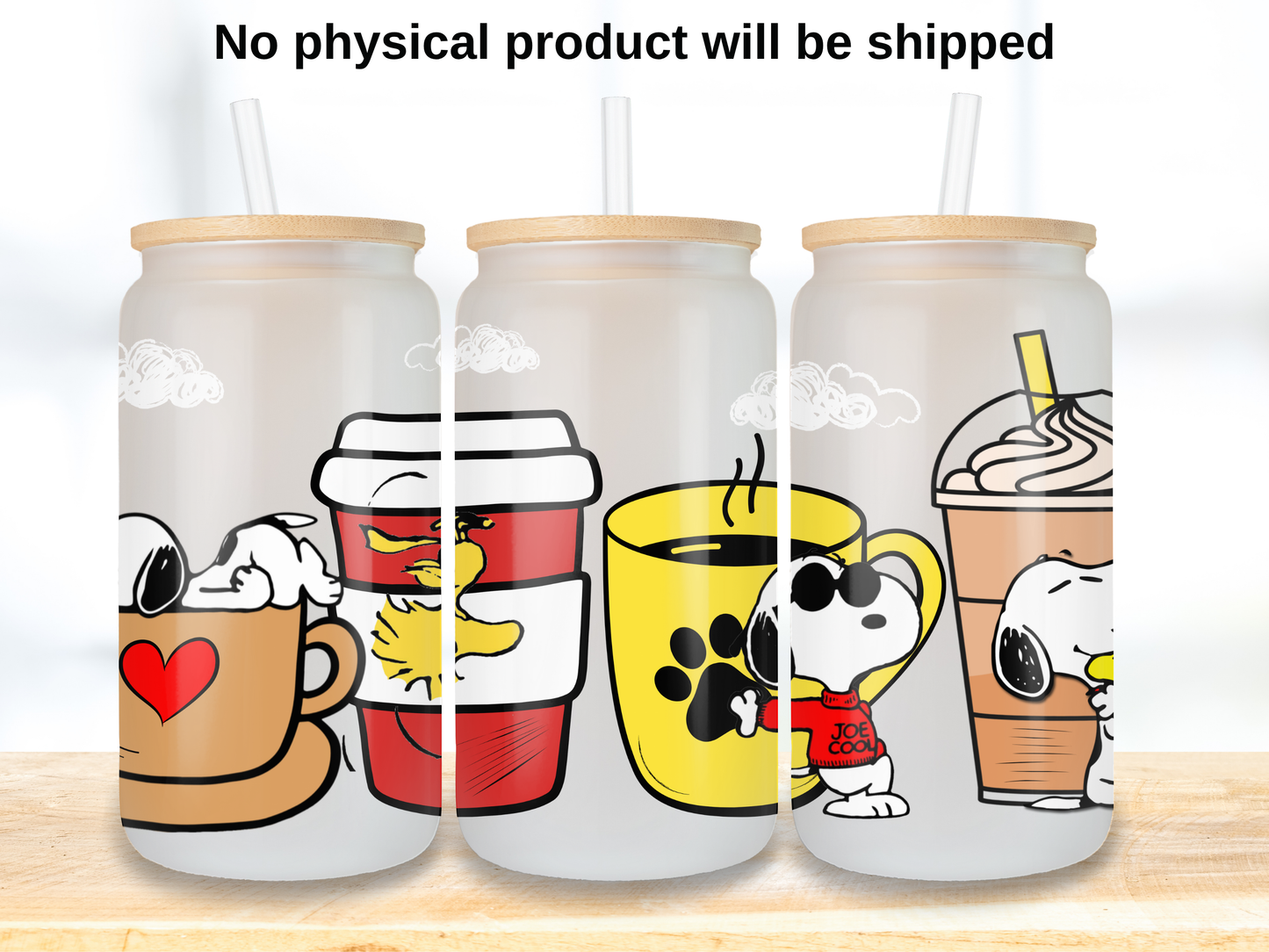 Cartoon Puppy Iced Coffee Cup Wrap design