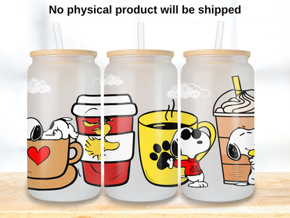Cartoon Puppy Iced Coffee Cup Wrap design