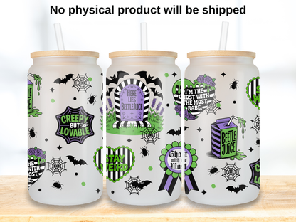 Stay Weird Ghost Glass Can Wrap PNG, Spooky Cup Wrap, Creepy Cute PNG