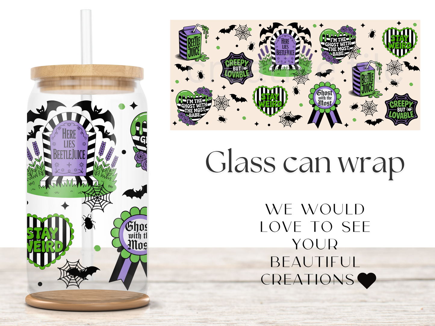 Stay Weird Ghost Glass Can Wrap PNG, Spooky Cup Wrap, Creepy Cute PNG