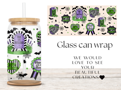 Stay Weird Ghost Glass Can Wrap PNG, Spooky Cup Wrap, Creepy Cute PNG