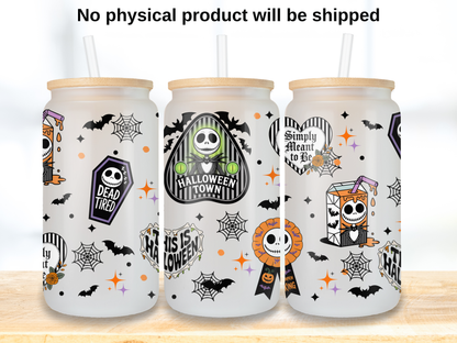 This is Halloween Glass Can Wrap PNG, Halloween Skeleton Cup Wrap, Gothic Libbey PNG