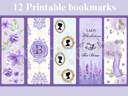 Printable Regency Bookmarks Bundle, Tea House Bookmark Set