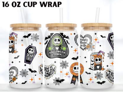 This is Halloween Glass Can Wrap PNG, Halloween Skeleton Cup Wrap, Gothic Libbey PNG