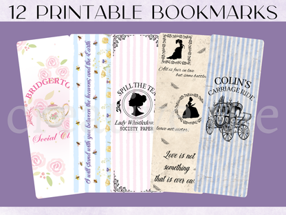 Printable Regency Bookmarks Bundle, Tea House Bookmark Set