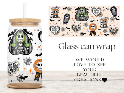 This is Halloween Glass Can Wrap PNG, Halloween Skeleton Cup Wrap, Gothic Libbey PNG