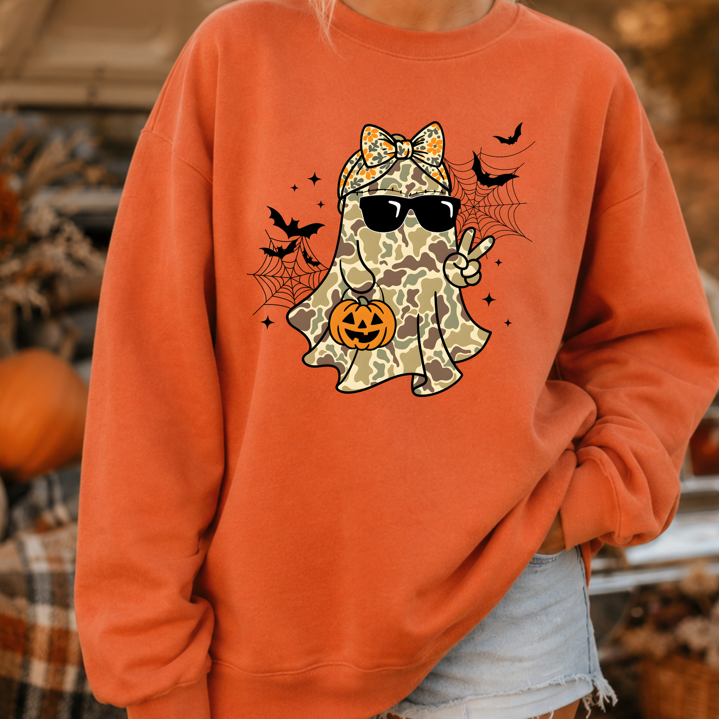 Camo Ghost Couple PNG, Matching Halloween T-Shirt Design, Country Spooky Sublimation Graphic