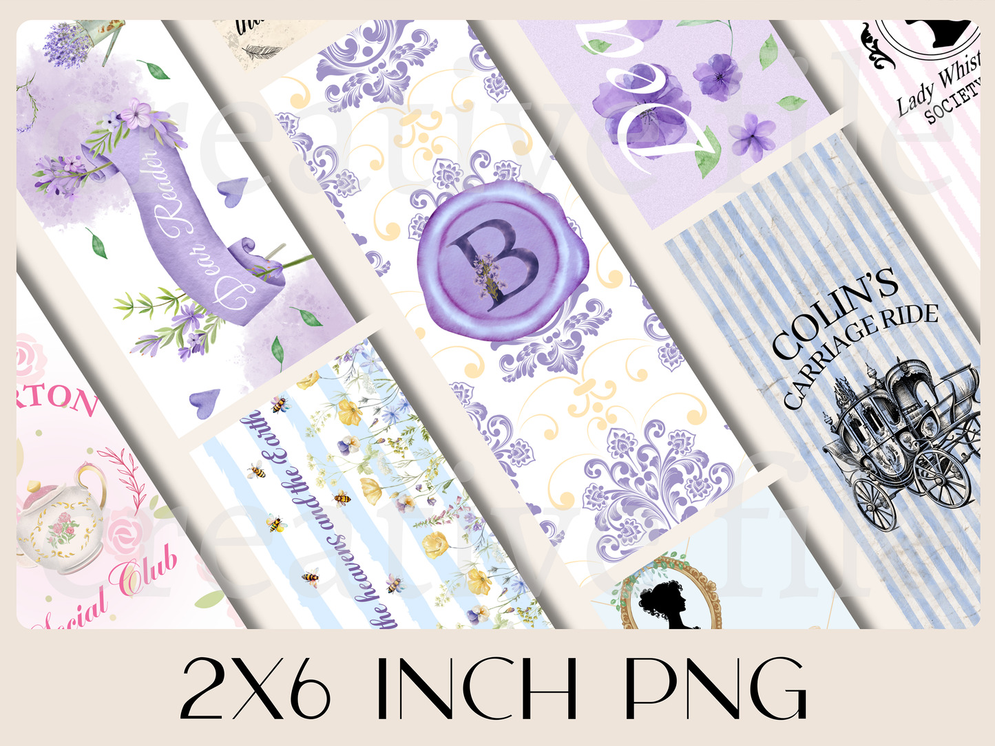 Printable Regency Bookmarks Bundle, Tea House Bookmark Set