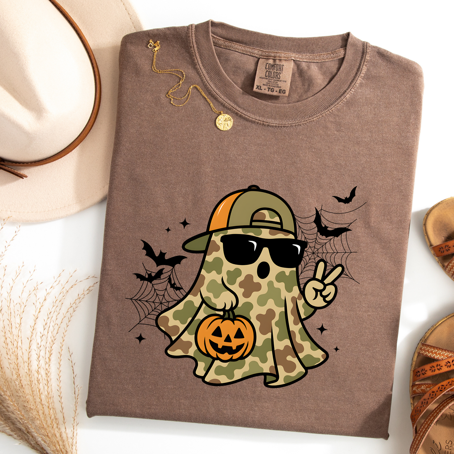 Camo Ghost Couple PNG, Matching Halloween T-Shirt Design, Country Spooky Sublimation Graphic
