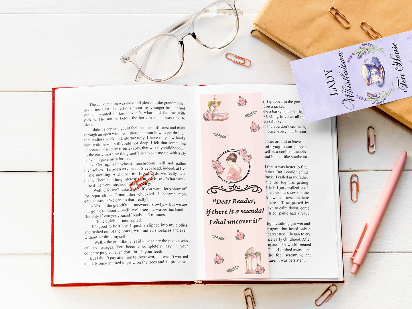 Printable Regency Bookmarks Bundle, Tea House Bookmark Set