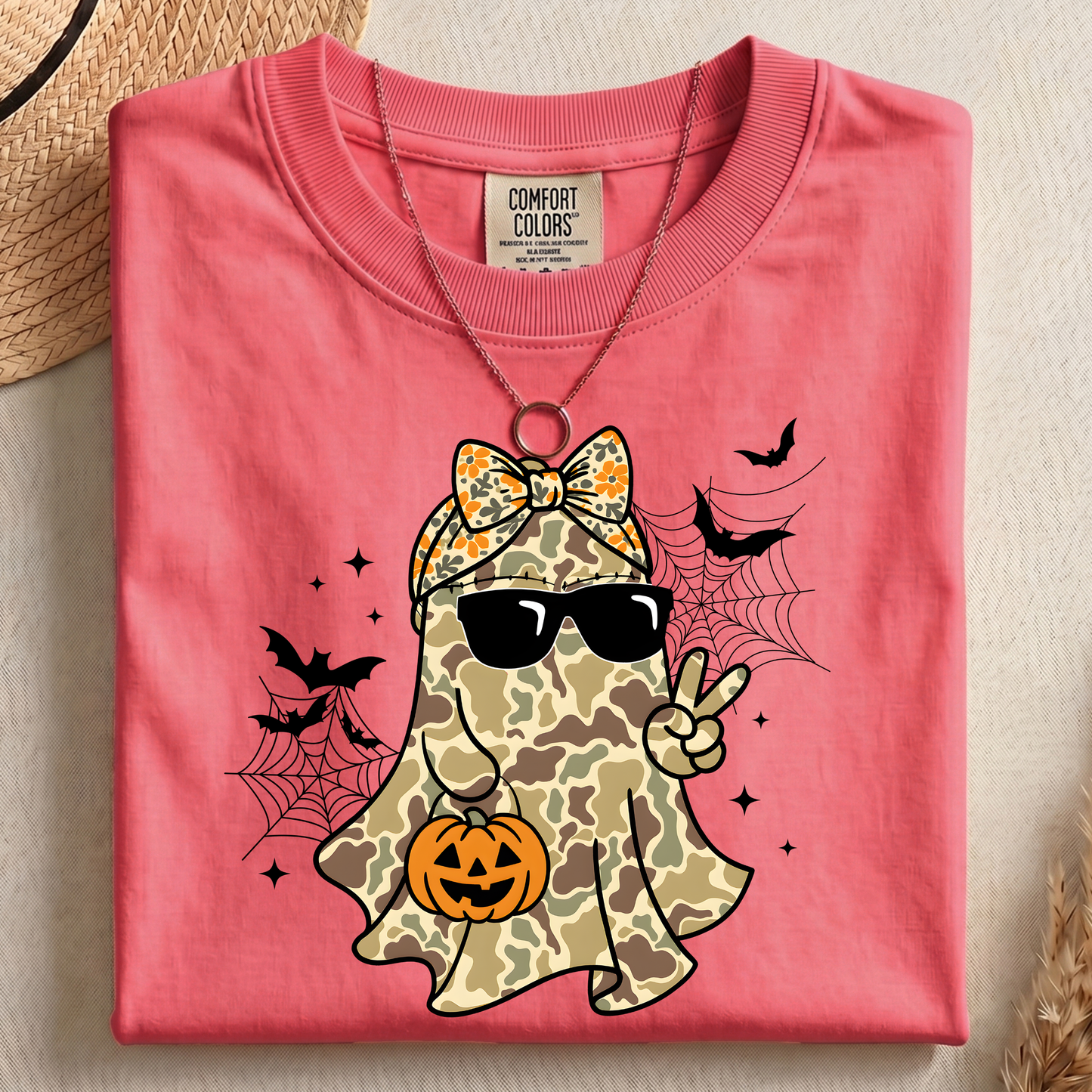 Camo Ghost Couple PNG, Matching Halloween T-Shirt Design, Country Spooky Sublimation Graphic