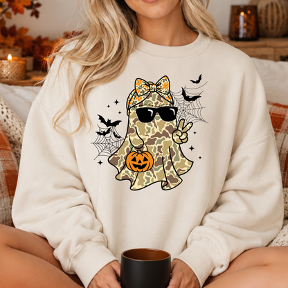 Camo Ghost Couple PNG, Matching Halloween T-Shirt Design, Country Spooky Sublimation Graphic