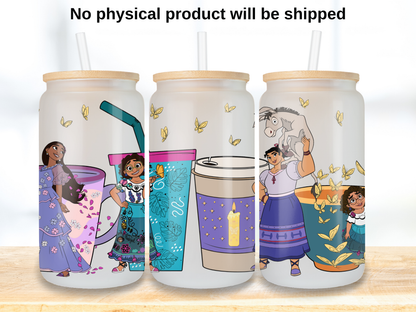 Magical Family 16oz Glass Can Wrap PNG, Colorful Coffee Cup Wrap