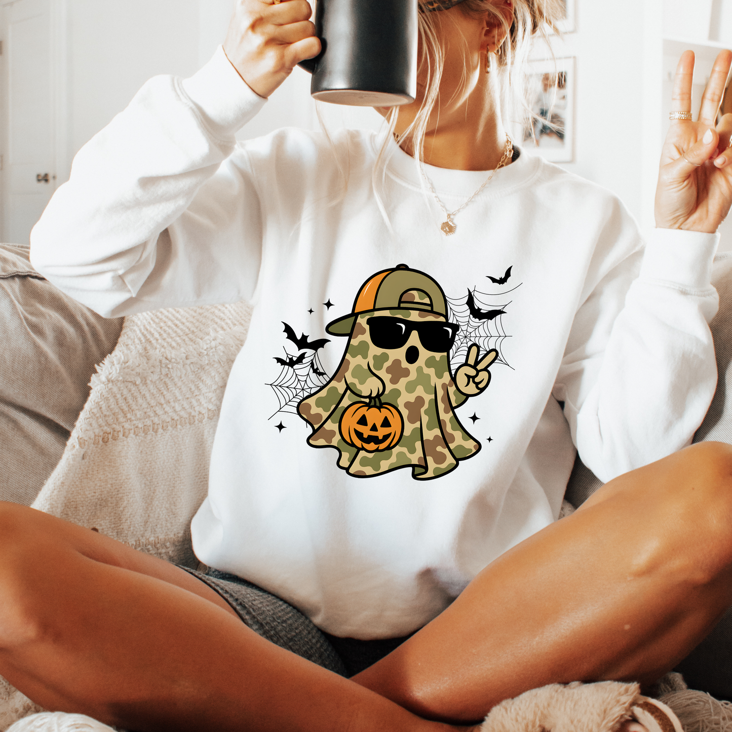 Camo Ghost Couple PNG, Matching Halloween T-Shirt Design, Country Spooky Sublimation Graphic