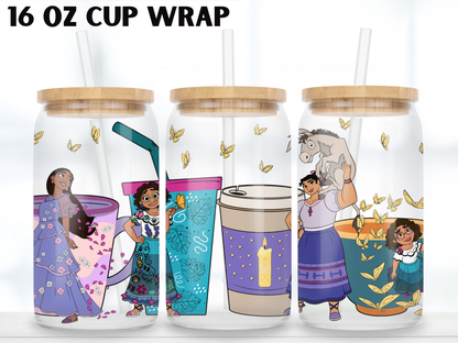 Magical Family 16oz Glass Can Wrap PNG, Colorful Coffee Cup Wrap
