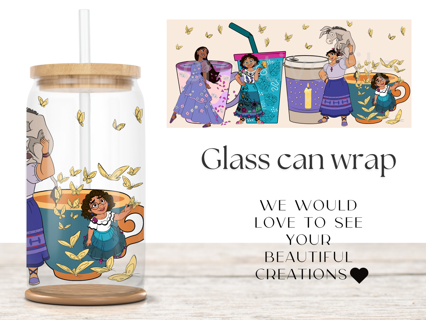 Magical Family 16oz Glass Can Wrap PNG, Colorful Coffee Cup Wrap