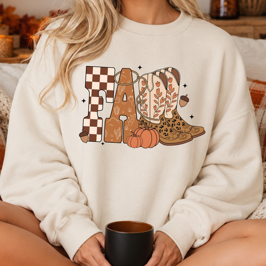 Western Fall PNG, Cowboy Boots and Pumpkins T-Shirt Design, Autumn Cowgirl Graphic