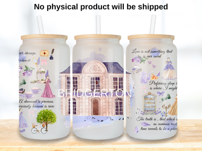 Regency Romance Glass Can Wrap PNG, Book Reader Inspired Tea Party wrap design