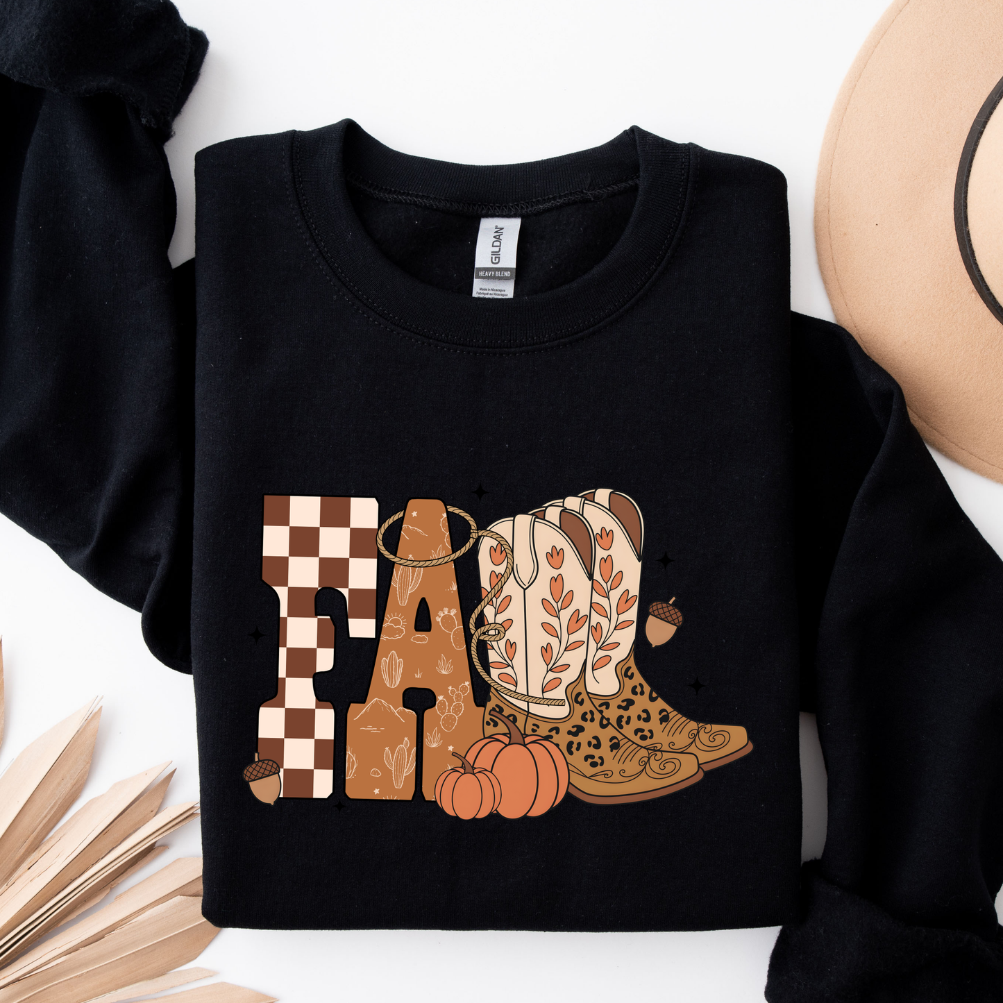 Western Fall PNG, Cowboy Boots and Pumpkins T-Shirt Design, Autumn Cowgirl Graphic