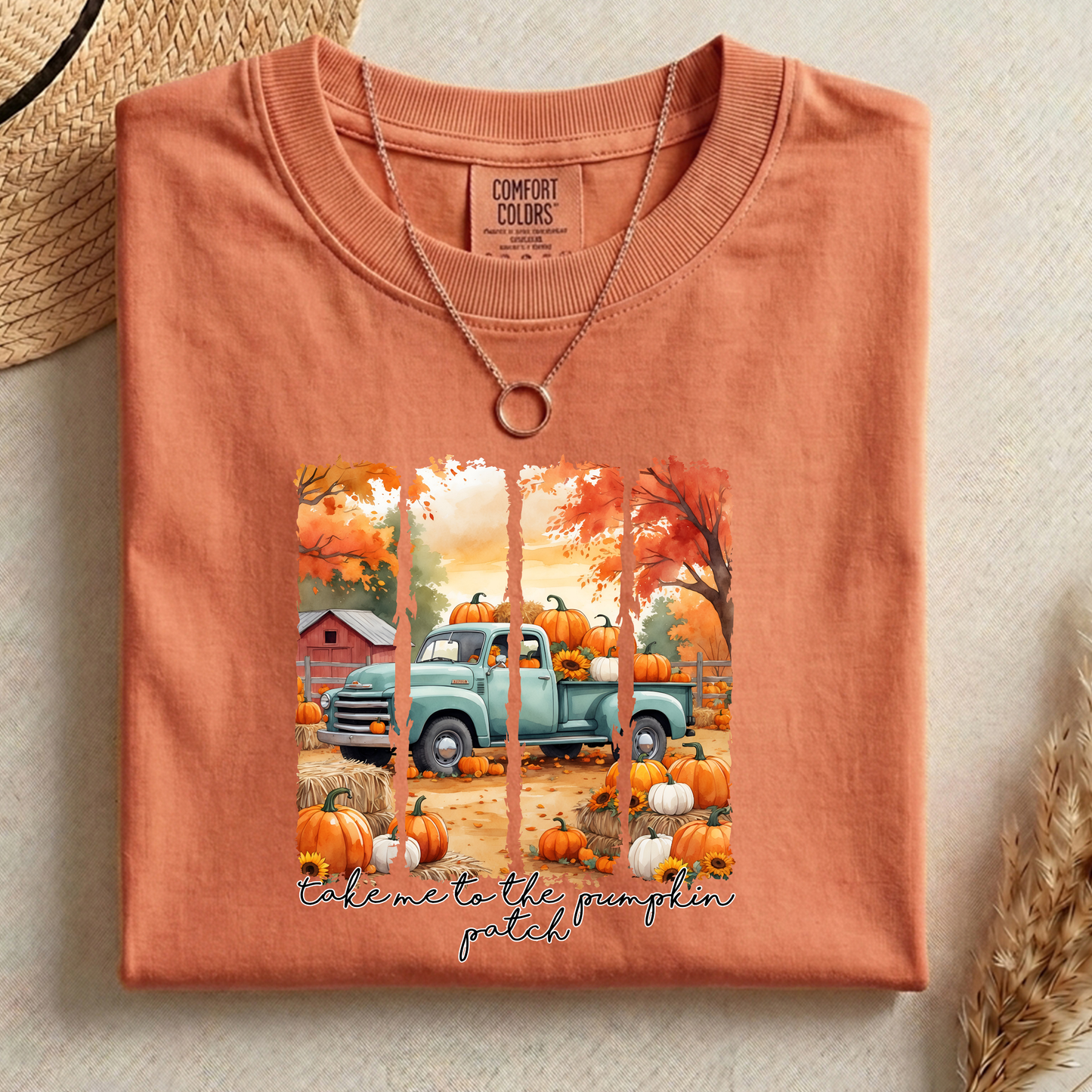 Pumpkin Patch Truck PNG, Vintage Fall Farm T-Shirt Design, Autumn Pumpkin Sublimation Graphic